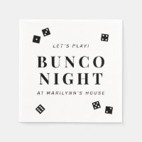 Simple Black Dice Bunco Night Personalised Napkins