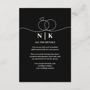 Simple Black Elegant Minimalist Guest Details Enclosure Card