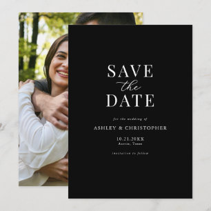 Simple Black Elegant Photo Wedding Save the Date