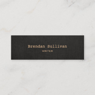 Simple Black Elegant Professional Faux Linen Mini Business Card