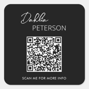 Simple Black Elegant QR Code Modern Business Square Sticker