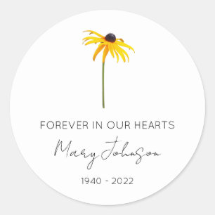 Simple Black eyed susan Memorial Classic Round Sticker