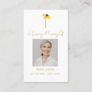 Simple Black eyed susan Photo Funeral Prayer Card
