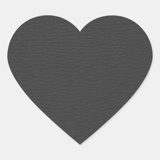 Simple Black Faux Leather Look Monogram Heart Sticker (Front)