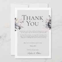 Simple Black Floral Digital Thank You Card