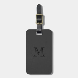 Simple Black Fox Leather Look Monogram Luggage Tag
