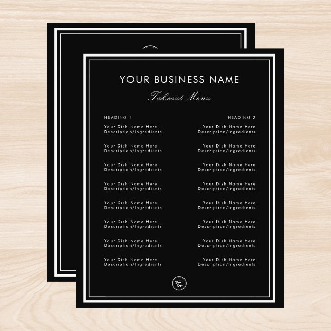 Simple Black Frame Border Restaurant Cafe Takeout Flyer (Creator Uploaded)