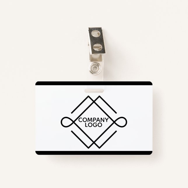 Simple Black Geometric Shapes ID Badge (Front with Clip)