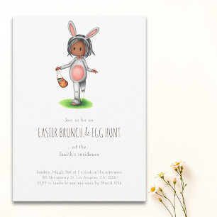 Simple Black Girl Easter Brunch Egg Hunt Invitation