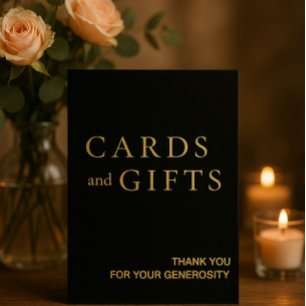 Simple Black & Gold Cards & Gifts Wedding Sign