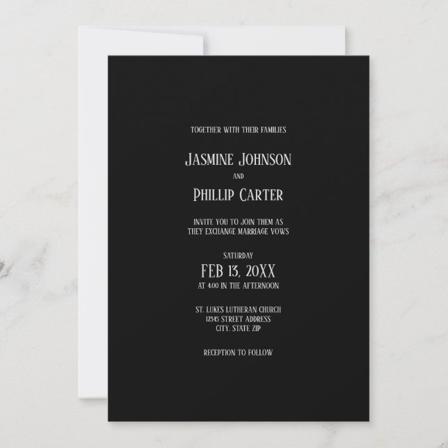 Simple Black & Gold Design - Wedding Invitation (Front)