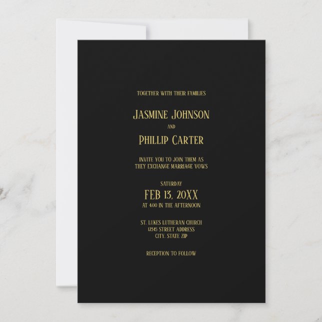 Simple Black&Gold Design - Wedding Invitation (Front)