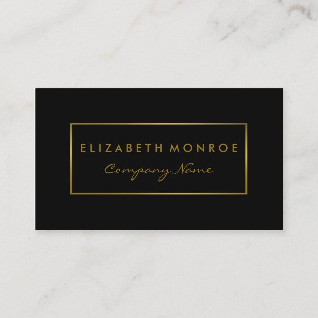 Simple Black & Gold Foil Effect Business Card (Front)