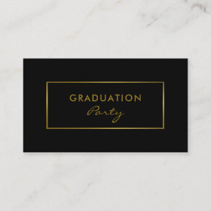 Simple Black & Gold Foil Effect Graduation Party Business Card