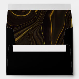 Simple Black Gold Marble Wedding  Envelope