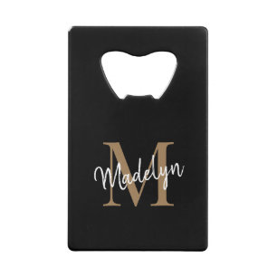 Simple Black Gold Monogram Elegant Script Name
