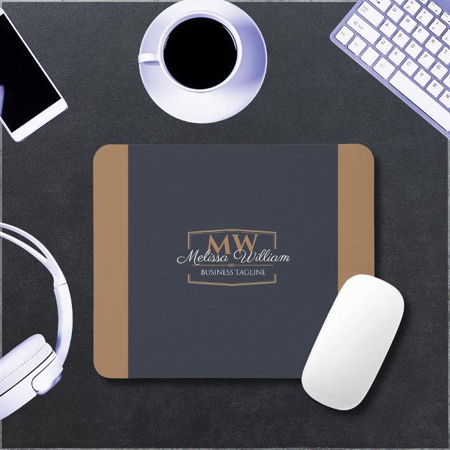 Simple Black Gold Monogram Mouse Pad (Creator Uploaded)