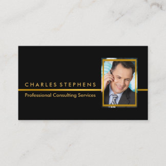 Simple Black | Gold Professional Consulting Photo Business Card