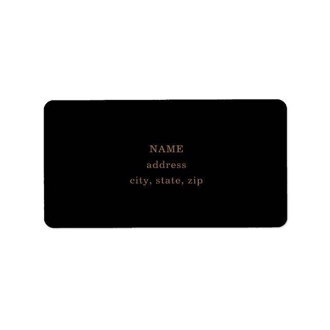 Simple Black & Gold Text Address Label (Front)