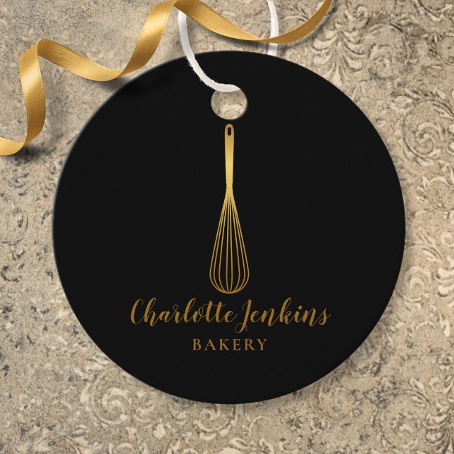 Simple Black Gold Whisk Bakery Patisserie Tag (Simple Black Gold Whisk Bakery Patisserie Tag)