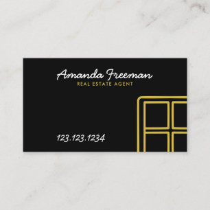 Simple Black & Gold Window Real Estate Agent Business Card