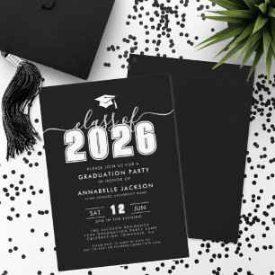 Simple Black Graduation Party Invitation