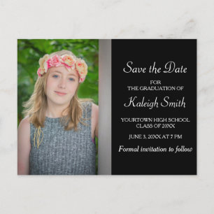 Simple Black Graduation Save the Date Announcement Postcard