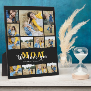 Simple Black grandma Mum photo collage mothers day Plaque