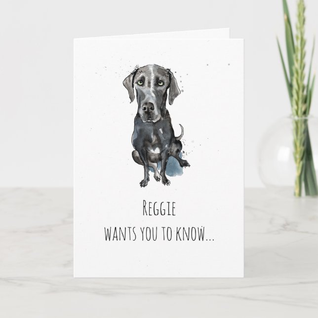 Simple Black Great Dane customised Mother’s day Card (Front)