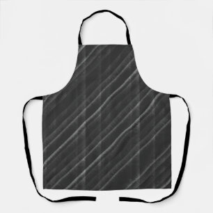 Simple Black Grey Distressed Diagonal Stripes Apron