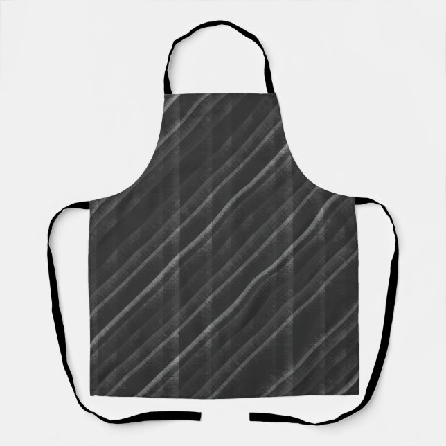Simple Black Grey Distressed Diagonal Stripes Apron (Front)