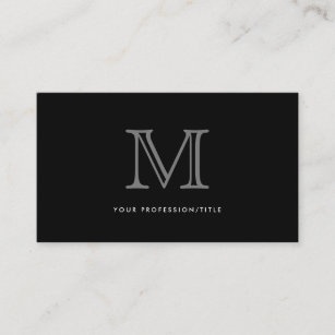 Simple Black Grey Modern Typography Monogram Business Card