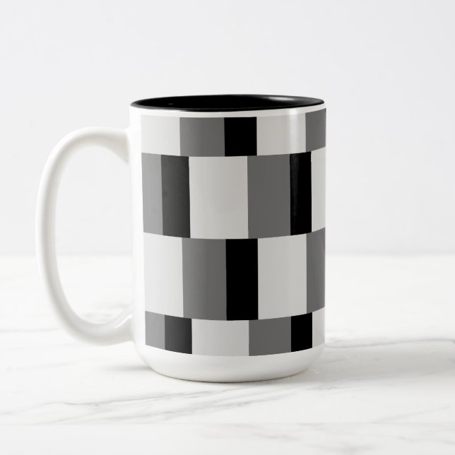 Simple Black & Grey Pattern Two-Tone Coffee Mug (Left)