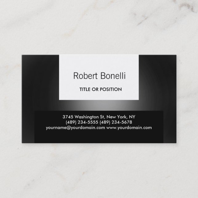 Simple Black Grey Plain Modern Business Card (Front)