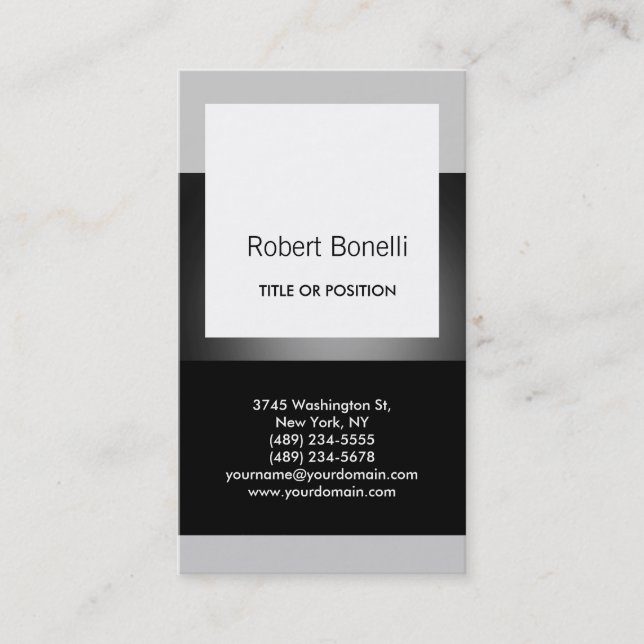 Simple Black Grey Plain Modern Business Card (Front)