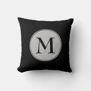 Simple   BLACK Grey   Reversible   MONOGRAM Cushion