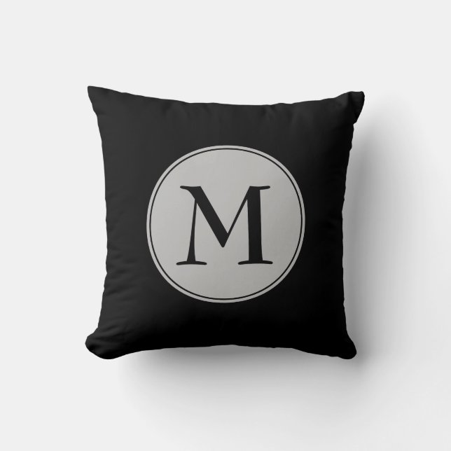 Simple | BLACK Grey | Reversible | MONOGRAM Cushion (Front)