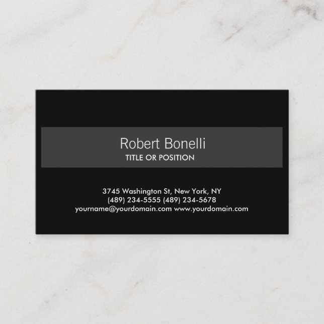 Simple Black Grey Stripe Business Card (Front)
