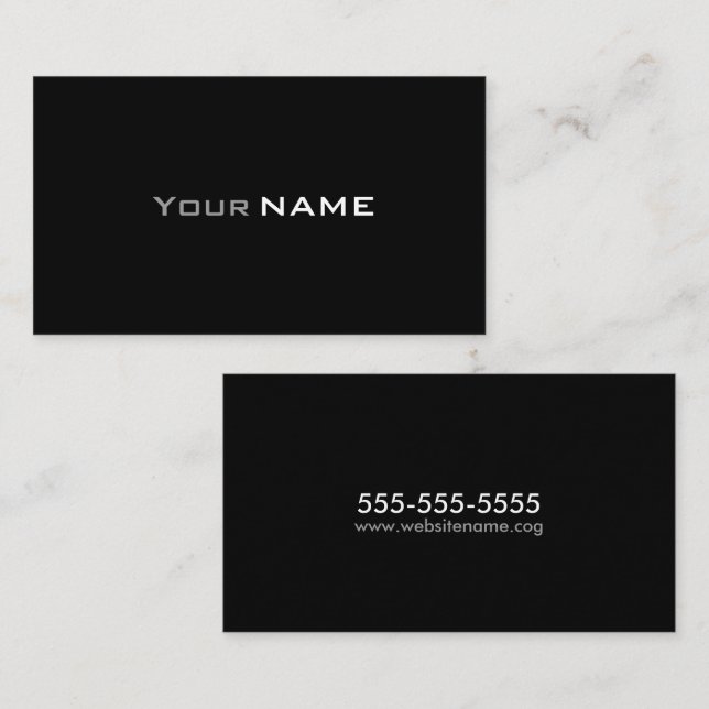 Simple Black Grey White Business Card (Front/Back)
