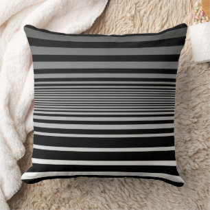 Simple Black Grey White Gradient Stripes Cushion
