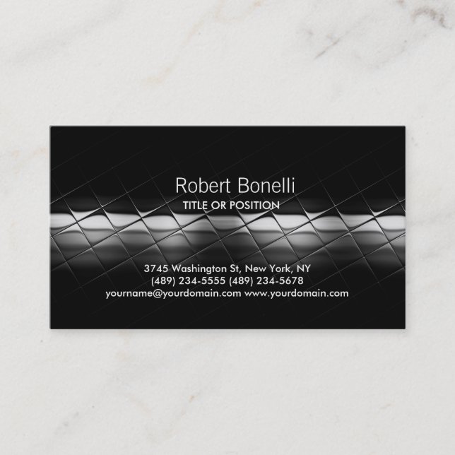 Simple Black Grey White Plain Business Card (Front)