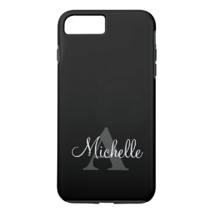 Simple Black Grey Your Monogram Personalised iPhone 8 Plus/7 Plus Case