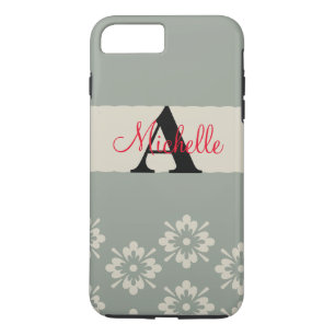 Simple Black Grey Your Monogram Personalised iPhone 8 Plus/7 Plus Case
