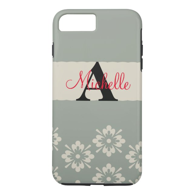 Simple Black Grey Your Monogram Personalised Case-Mate iPhone Case (Back)
