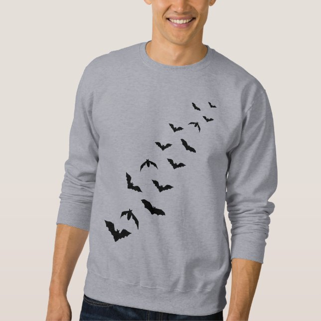 Simple Black Halloween Bat Silhouette Design Sweatshirt (Front)