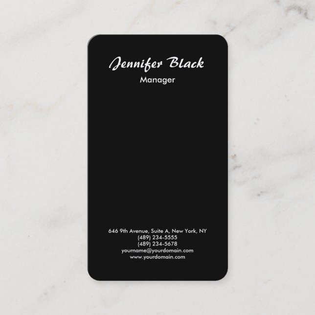 Simple Black Handwriting Script Minimalist Modern Business Card (Front)
