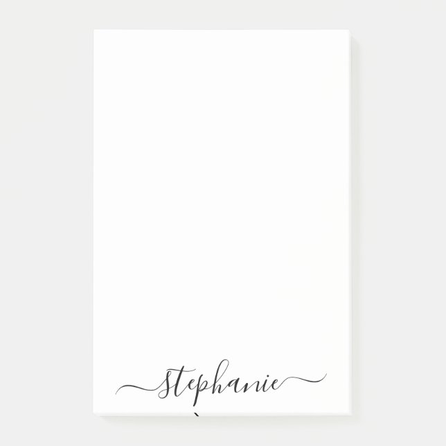 Simple Black Handwritten Calligraphy Signature Post-it Notes (Front)