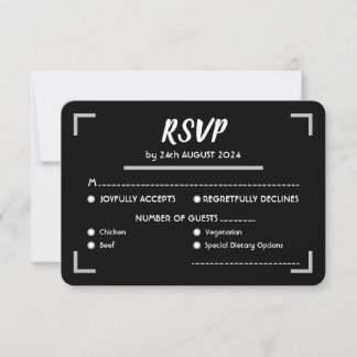 Simple Black Handwritten Script Wedding RSVP Card