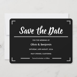 Simple Black Handwritten Script Wedding Save The Date