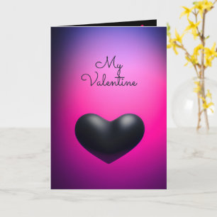 Simple Black Heart Elegant Photo Valentine Card
